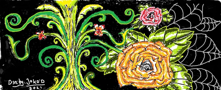Menghirup alam, dan menikmati bunga bunga mekar, sebagai wujud rasa Syukur (Art by Drawing pad)