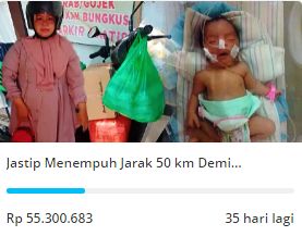 Ilustrasi Pasien Bayi yang Butuh Donasi Darurat. Sumber: Screenshot/kitabisa.com