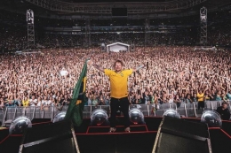 Ed Sheeran saat berada di panggung konsernya di Sao Paulo, Brasil, pada Februari 2019.(Instagram/Ed Sheeran) via Kompas.com