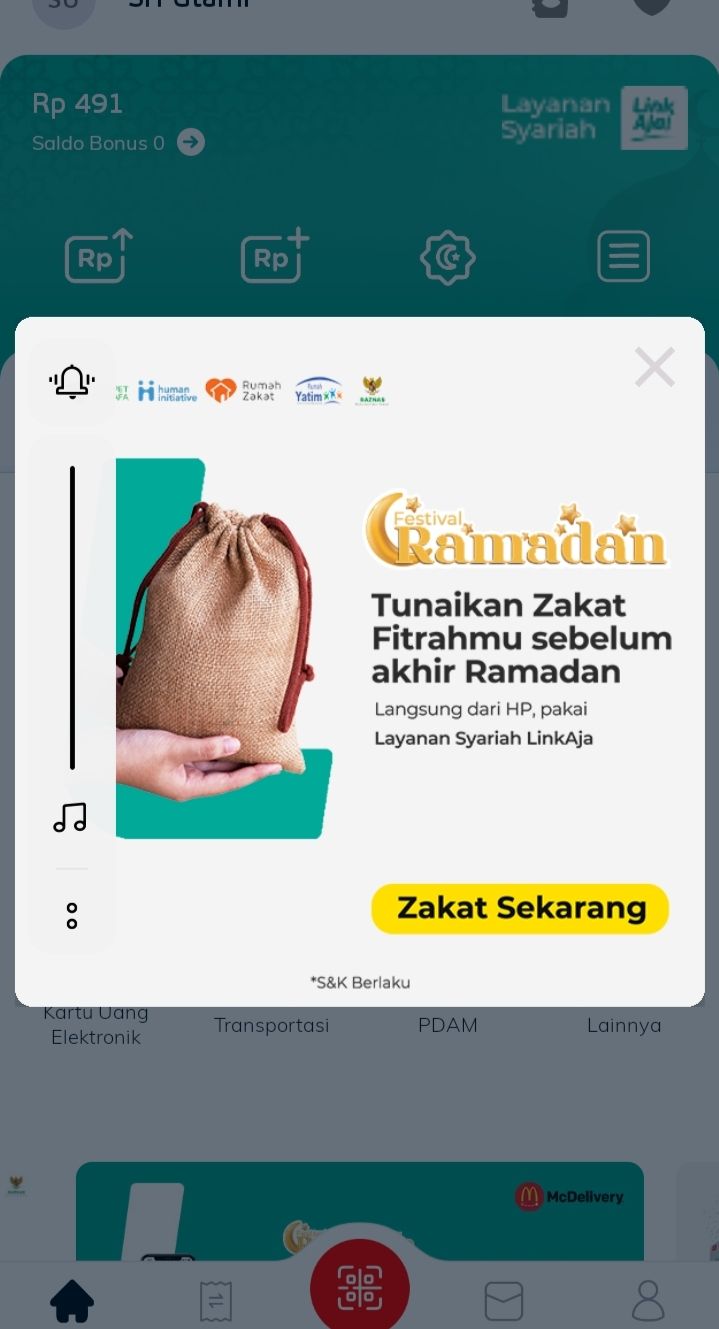 Capture Aplikasi Fintech yang Membuka kanal Zakat Online. Dok.pri