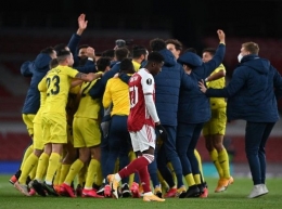 Para pemain Villareal CF merayakan keberhasilan mereka lolos ke final UEL 2021 Foto:Shaun Botrerill/Getty Images vua sport.detik.com