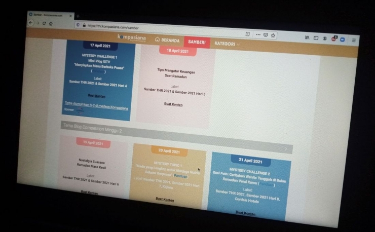 Tema atau topik harian Samber THR 2021 yang menantang sekaligus merepotkan |dok. pribadi.