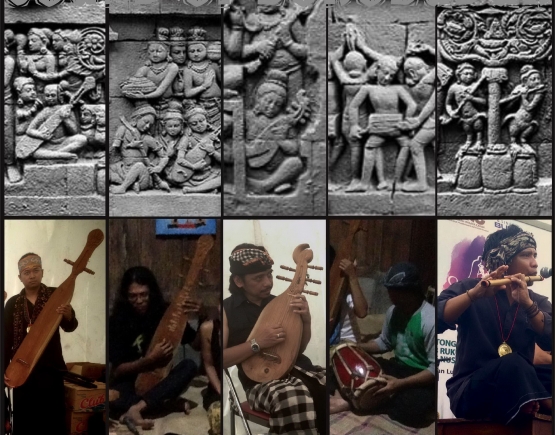 Beberapa peralatan musik yang berhasil direka cipta yang bersumber pada relief Candi Borobudur