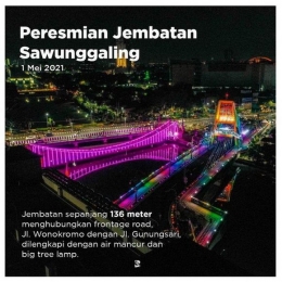 Foto pembanding: tampilan Jembatan Sawunggaling di waktu malam, diambil dari gedung TIJ (foto: @banggasurabaya)