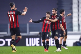 Pemain AC Milan merayakan gol ke gawang Juventus. (via sempremilan.com)