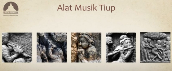 Alat musik tiup pada relief | sumber: Bumi Borobudur