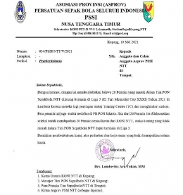 Surat edaran ASPROV PSSI NTT (gambar: dokumen ASPROV) 