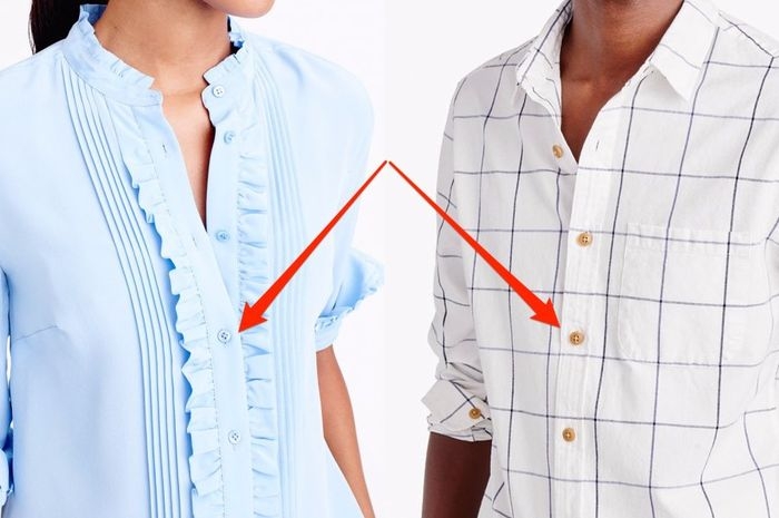 Perbedaan posisi kancing baju pria dan perempuan. Foto: Ade Sulaeman/Grid.id