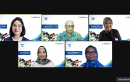 Konprensi pers virtual Kolaborasi AQUA dan Sekolah.mu dalam Peluncuran Samtaku
