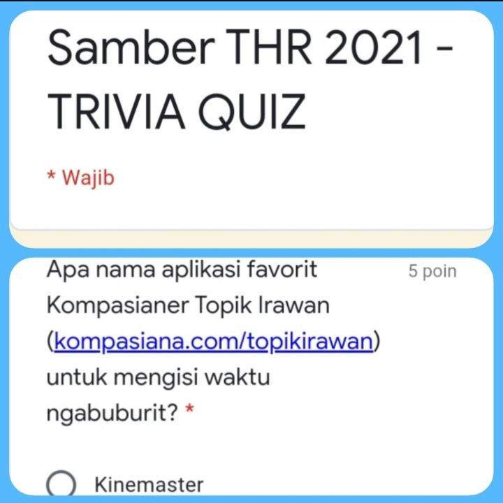  Screenshot pertanyaan trivia Samber THR 2021(diolah pribadi)