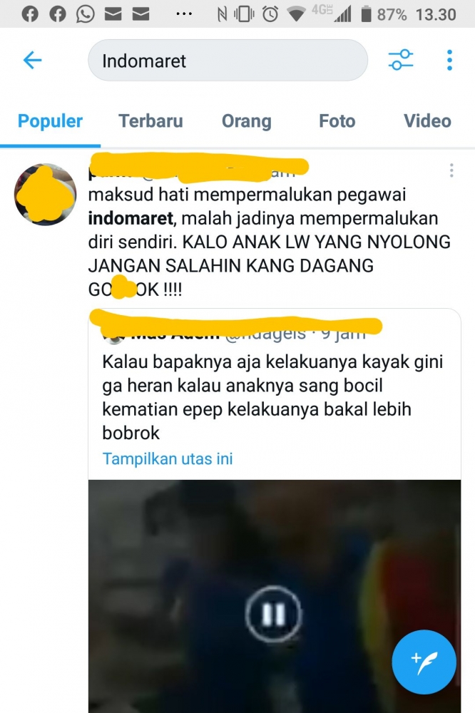 peristiwa marah-marah ; sumber gambar tangkapan layar twitter dari akun pribadi penulis