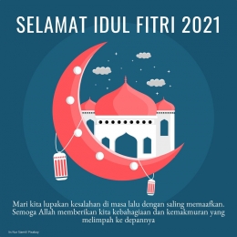 Kumpulan ucapan selamat lebaran atau selamat hari raya Idul Fitri 2021 yang bisa dibagikan (buatan pribadi via canva.com)