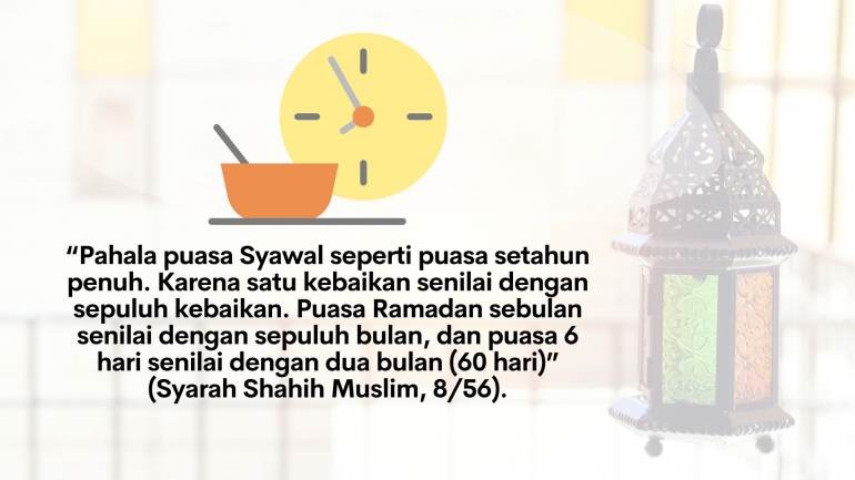 Ganjaran bagi orang yang melaksanakan Puasa Syawal. Diolah dari Canva