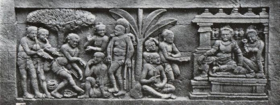 Relief cerita Karmawibhangga Candi Borobudur (Sumber : https://kebudayaan.kemdikbud.go.id/)