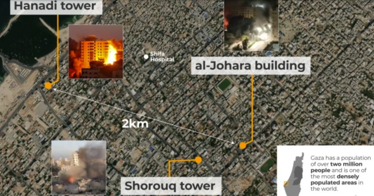 Lokasi beberapa bangunan target (Sumber: Aljazeera)