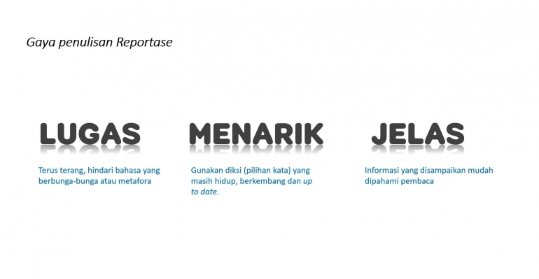 Tangkap layar materi pelatihan: Gaya Penulisan Reportase | Gambar dokumen pribadi