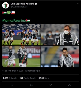 Twit dukungan CD Palestino atas perjuangan Palestina (twitter.com/CDPalestinoSADP)