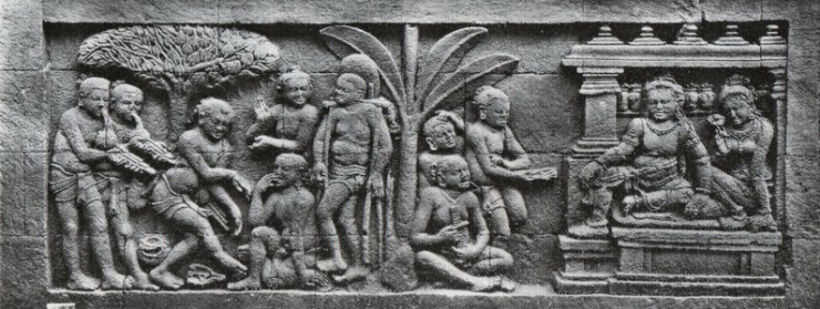 Relief alat musik di Candi Borobudur (sumber: kebudayaan.kemdikbud.go.id)