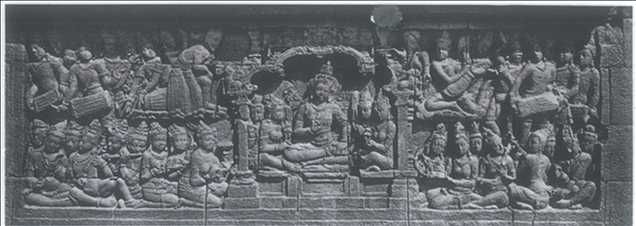 Relief alat musik di candi Borobudur (sumber : soundofborobudur.org)
