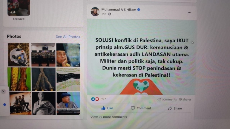 FB AS Hikam tentang Gus Dur 