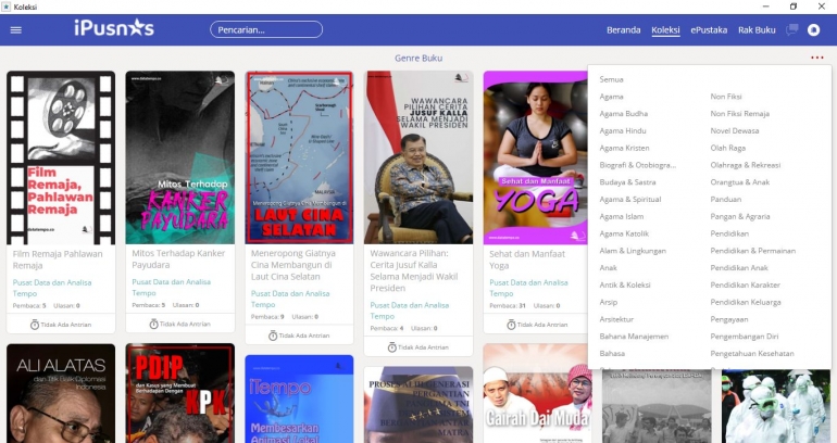 iPusnasn, aplikasi pinjam e-book online dari pemerintah. | tangkapan layar pribadi