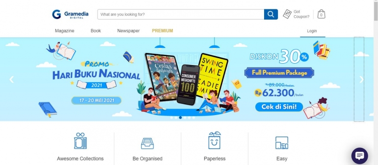 Aplikasi langganan baca e-book online dari Gramedia, Gramedia Digital. | tangkapan layar pribadi.