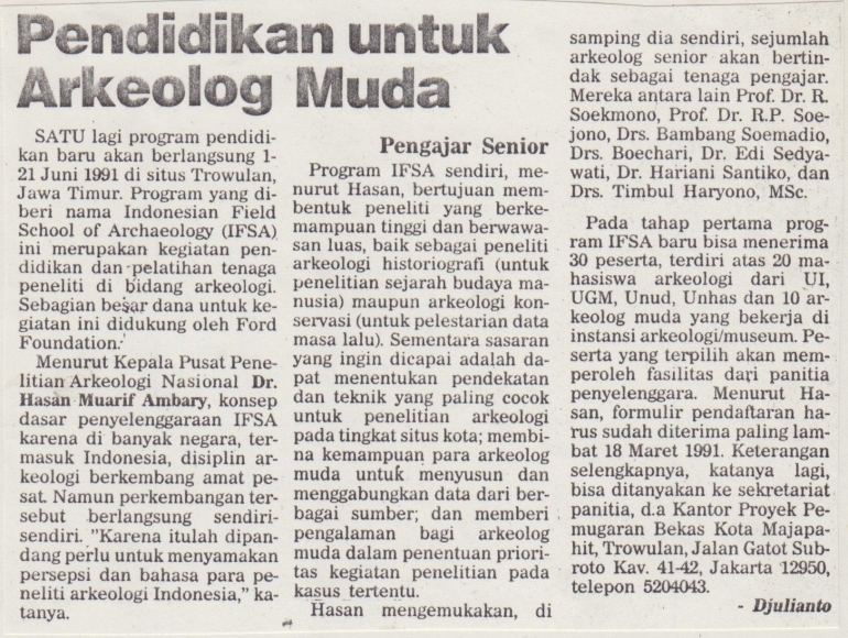 Tulisan saya di tabloid Mutiara 1991 tentang IFSA (Dokpri)