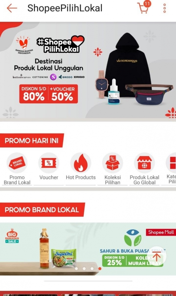Fitur “Shopee Pilih Lokal” pada aplikasi Shopee / dokpri