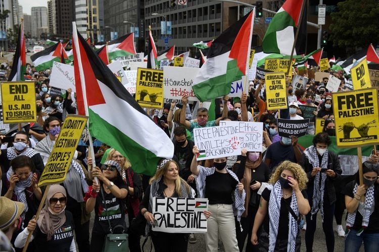 Demo solidaritas terhadap Palestina terjadi di Amerika Serikat, negara yang tidak mengakui kemerdekaannya (Patrick T. Fallon via kompas.com)