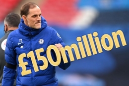 Pelatih Chelsea, Thomas Tuchel mendapat dana segar sebesar 150 juta pounds atau tiga triliu rupiah (foto: the Sun).