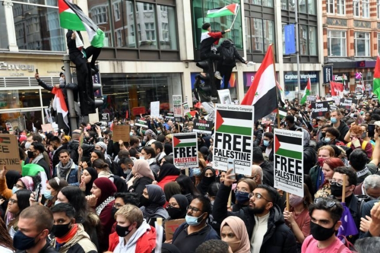 Demo pro pembebasan Palestina di London (dok.The Straits Times/ed.WSu)
