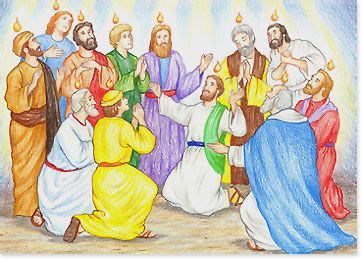 Roh Kudus turun atas para rasul (ilustrasi: komkat-kwi.org)