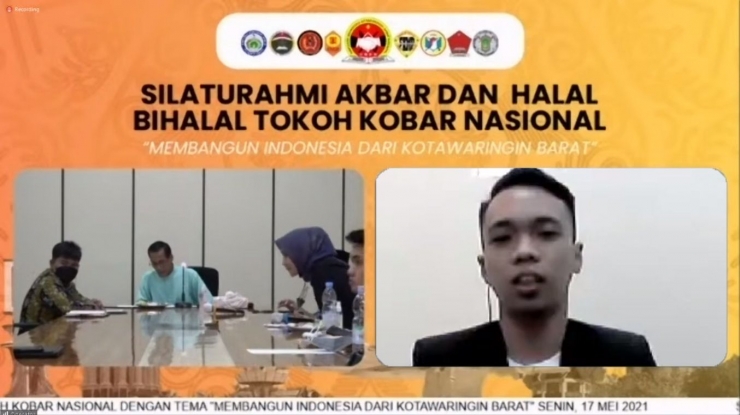 Ketua HIMA Kobar Palangka Raya, Muhammad Taufikurahman saat menyampaikan harapannya dalam Silaturahmi Akbar dan Halam Bihalal Tokoh Kobar Nasional - Dokpri