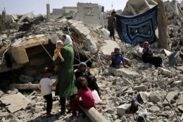kehancuran permukiman penduduk Palestina akibat konflik dengan Israel, sumber gambar: kompas.com
