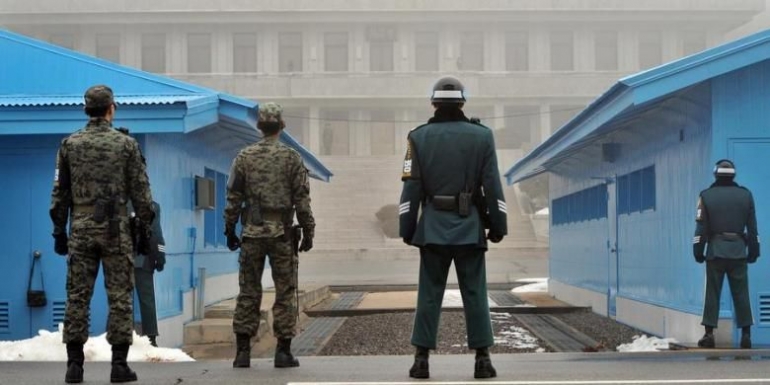 Perbatasan daerah Korea Utara dan Korea Selatan (Kompas.com/AFP/Jung Je Yeon)