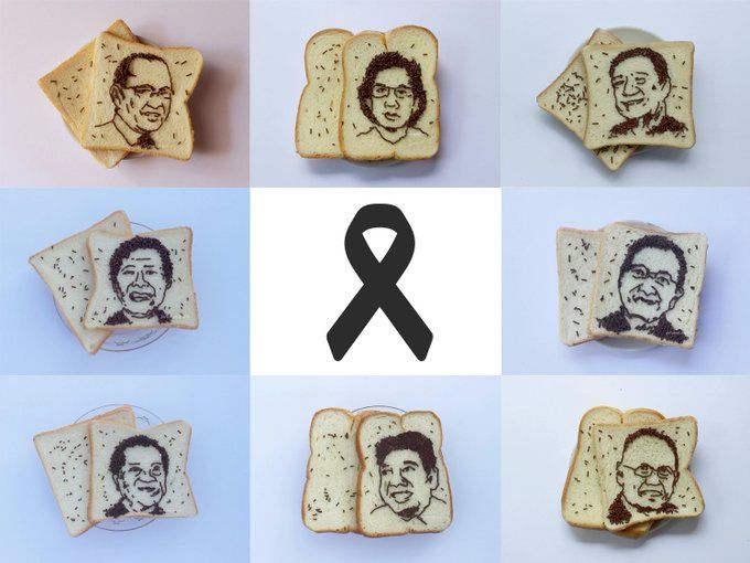 Kreasi roti cokelat meses dengan gambar para tokoh. | akun Twitter @putuwardhani