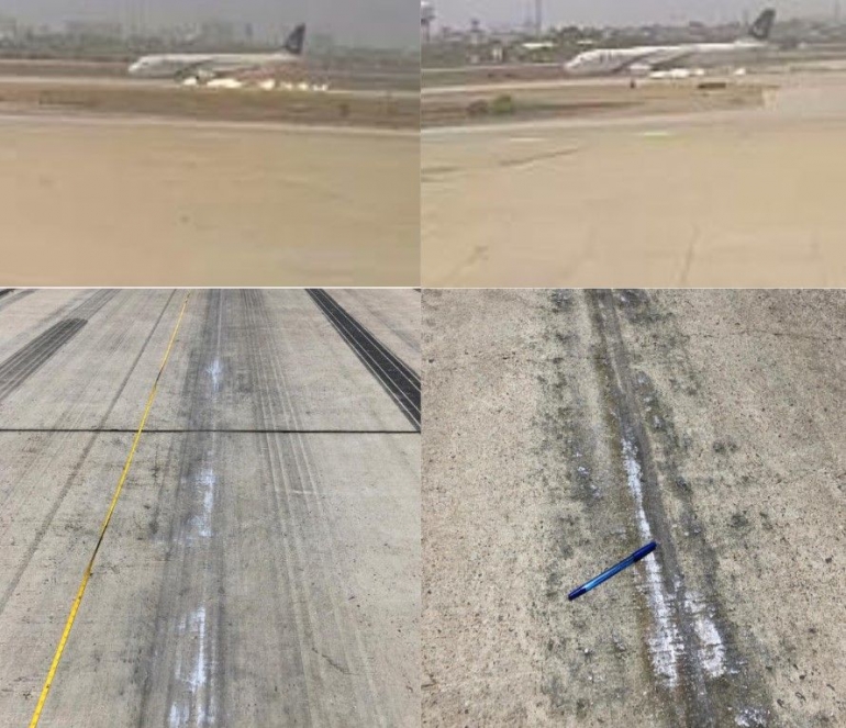 Screenshots of security / CCTV cameras footages, and marks on runway