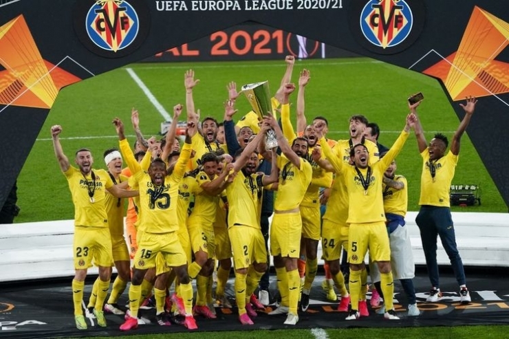 Villarreal mengalahkan Manchester United di partai final Liga Europa, Kamis (27/5/2021) dini hari WIB.(AFP/JANEK SKARZYNSKI via KOMPAS.com)