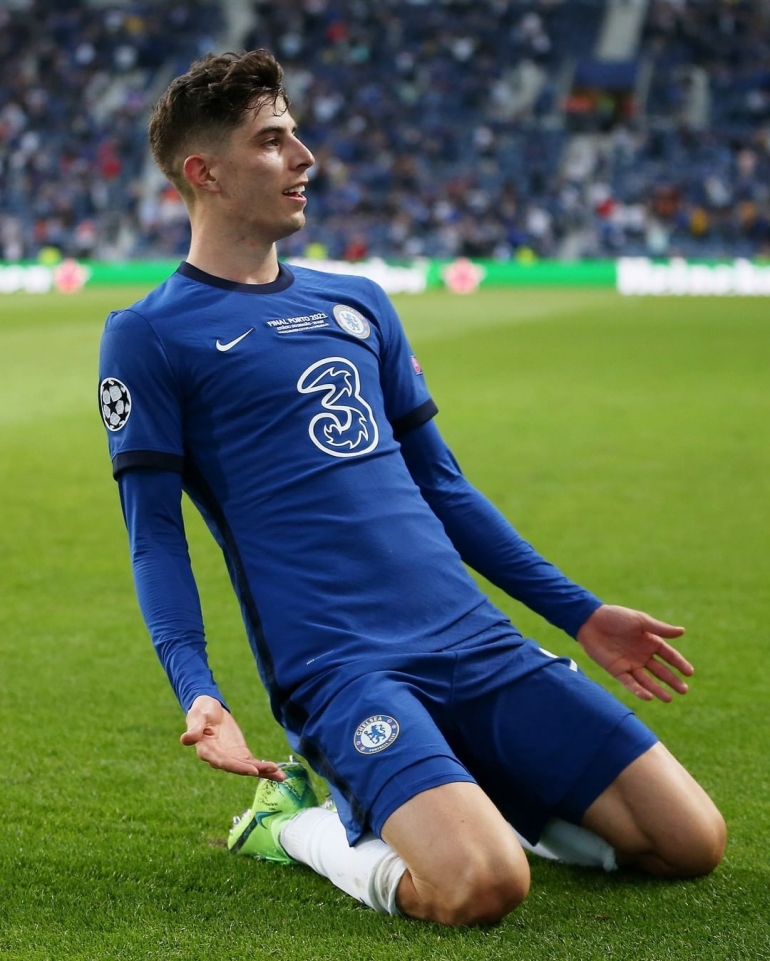 Selebrasi Havertz setelah berhasil mencetak gol | Sumber: www.instagram.com/chelseafc