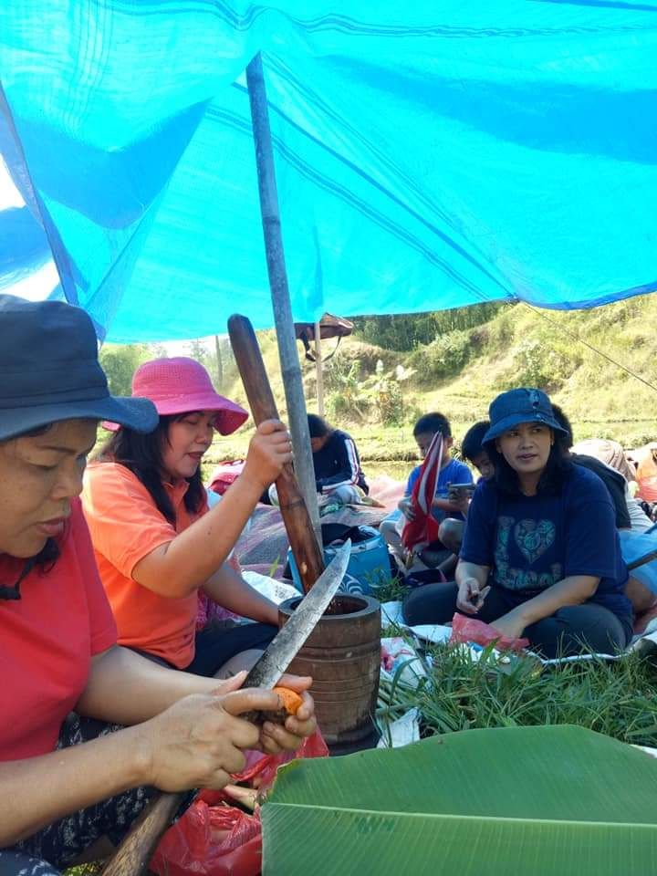 Kebersamaan saat menyiapkan makan siang di sawah (Dokpri)