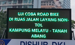 Uji coba road bike di JLNT Kp Melayu-Tanah Abang, Jakarta, Minggu 20 Mei 2021. (Foto: Twitter/TMCPoldaMetro)