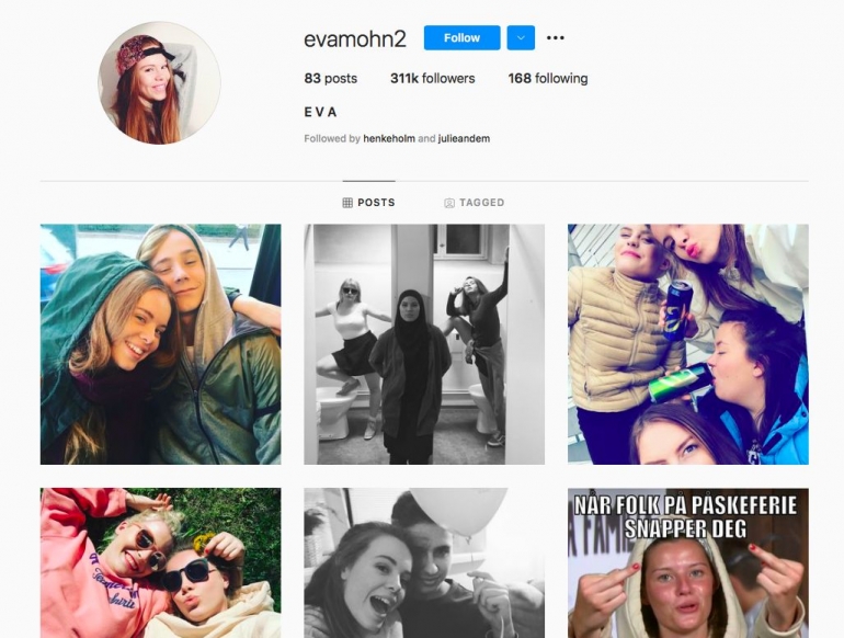 Instagram dari karakter utama di season 1, Eva Mohn-https://www.instagram.com/evamohn2/