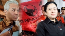 Ganjar Pranowo dan Puan Maharani, puteri Megawati. Konon Puanlah yang diusung jadi Calon Presiden, bukan Ganjar. Sumber gambar tribunnews.com