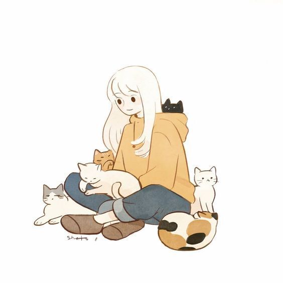 Ilustrasi manusia dengan kucing(pict from : https://id.pinterest.com/pin/839428818031096049/)