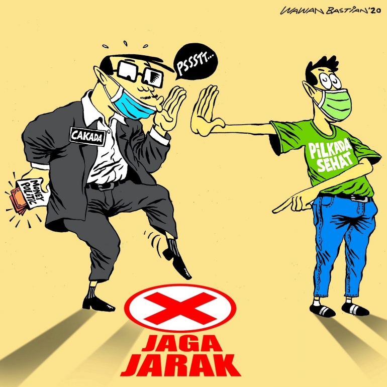 Karikatur Politik Uang. Sumber: Wawan Bastiant/goldenpencil.id