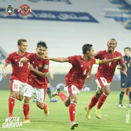 Perayaan gol setelah Evan Dimas berhasil mencetak gol penyeimbang | Sumber: www.instagram.com/pssi