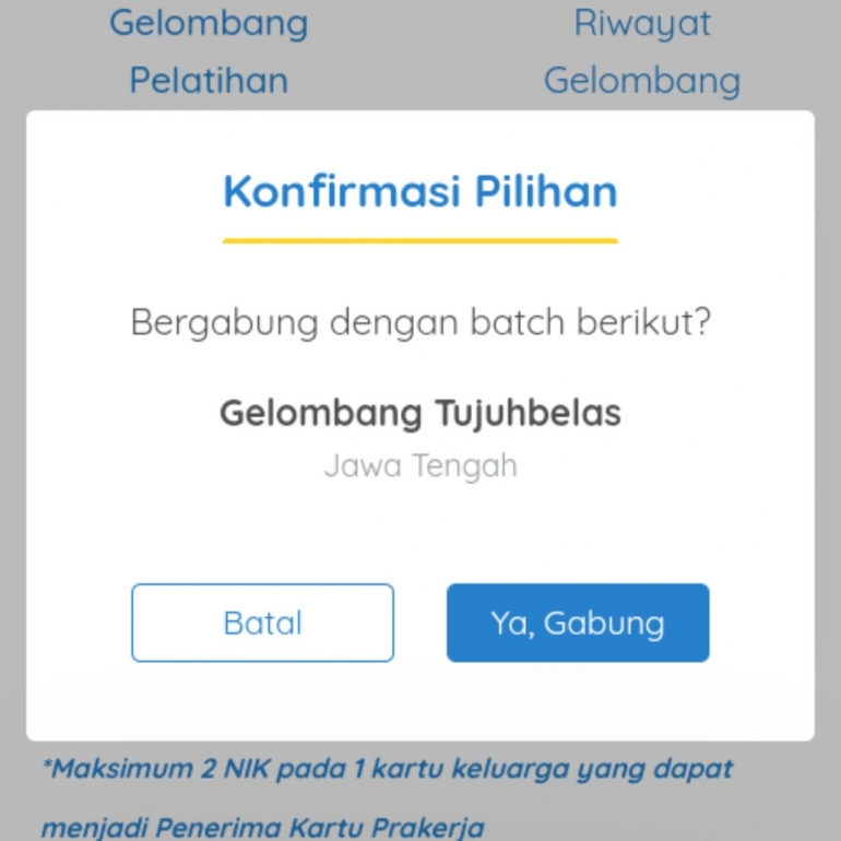 Jika sudah punya akun kartu prakerja tinggal klik gabung/dokpri