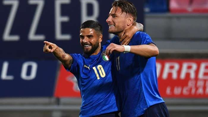 Insigne dan Immobile menjadi andalan depan Italia di Piala Eropa 2020. Sumber foto: Getty Images via Goal.com