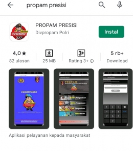 Deskripsi : Aplikasi Propam Presisi bisa di download melalui Google Play Store dan Aplle Store I Sumber Foto : Google Play Store