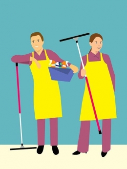 Melakukan pekerjaan rumah tangga berdua, suami-istri. Sumber gambar : Pixabay.